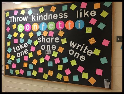 Throw Kindness Like Confetti, Work Bulletin Board, Kindness Like Confetti, Office Bulletin Boards, Kindness Bulletin Board, College Bulletin Boards, Work Bulletin Boards, Interactive Bulletin Boards, Ra Bulletins