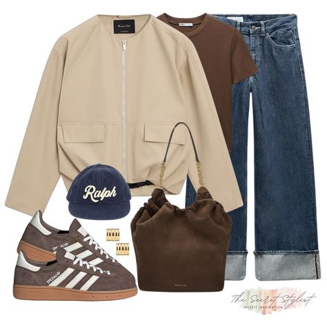 Let’s start September off as we mean to go on shall we? This perfect autumn transitional outfit is styled from wardrobe staples including these turned up jeans, a simple t-shirt, this beautiful beige bomber jacket and the classic Earth Strata Adidas Spezials 🍂 Comment LINKS to receive the outfit links directly 🙌🏼 Or SHOP the outfit in the September highlight or via my LTK SHOP - The Secret Stylist #bomberjacket #jeans #jeansoutfit #denimoutfit #verydemure #outfitoftheday #outfitideas #tran... Tan Jacket Outfit, Beige Jacket Outfit, Shirt Jacket Outfit, Outer Outfit, Autumnal Style, Adidas Spezials, Outfits Beige, Shop The Outfit, Outfit Links