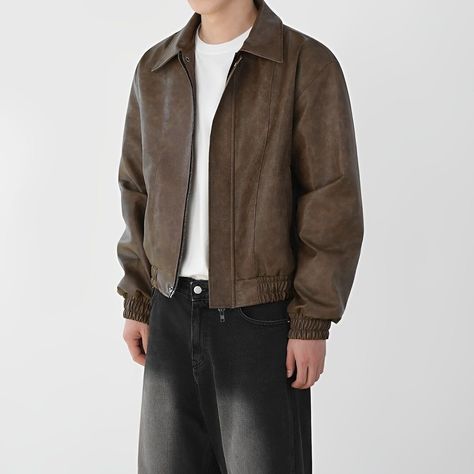 Lightly Cropped PU Leather Jacket - STREETBOY 🌏 www.beastreetboy.com Fancy Fits, Money Fashion, Pu Leather Jacket, Cropped Leather Jacket, March 27, Crop Jacket, Look Cool, Old Money, Pu Leather