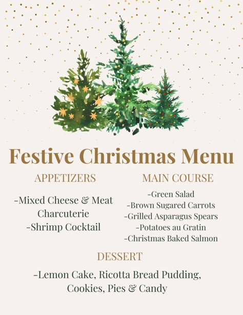 Christmas Dinner Party Menus Food Ideas, Christmas Menus Ideas, Small Christmas Dinner, Mystery Party Food, Traditional Christmas Dinner Menu, Dinner Party Food Ideas, Christmas Dinner Menu Ideas, Holiday Party Menu, Christmas Party Menu