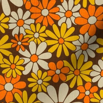 1970s Wallpaper, 60s Patterns, Orange Autumn, 70s Decor, Hippie Flowers, Deco Retro, Hippie Wallpaper, Motif Vintage, Retro Fabric