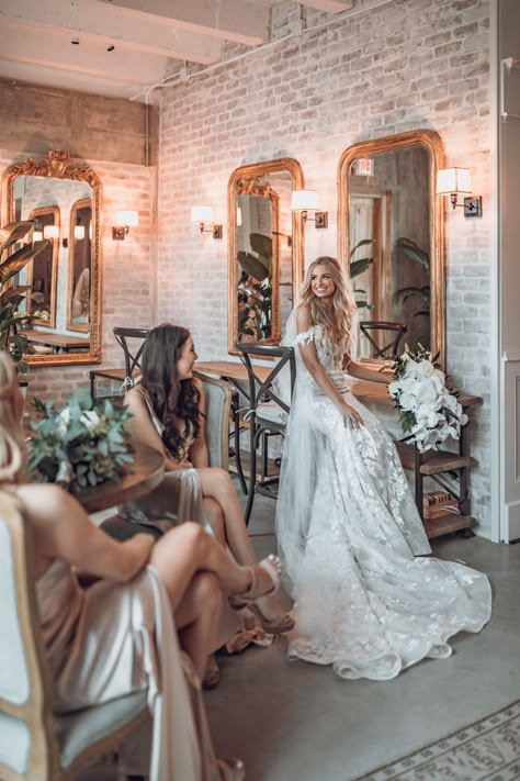 Bridal Room Design, Bridal Getting Ready Room Decor, Bride Getting Ready Room, Bridal Suite Room, Bridal Suite Decor, White Orchid Bouquet, Bridal Dressing Room, Wedding Gown Trends, Event Space Design