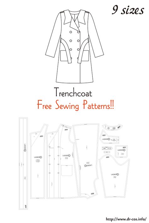 Kids Trench Coat, Trench Coat Pattern, Sewing Pattern Pieces, Sewing Coat, Coat Sewing, Coat Pattern Sewing, Free Sewing Patterns, Free Pdf Sewing Patterns, Pattern Drafting