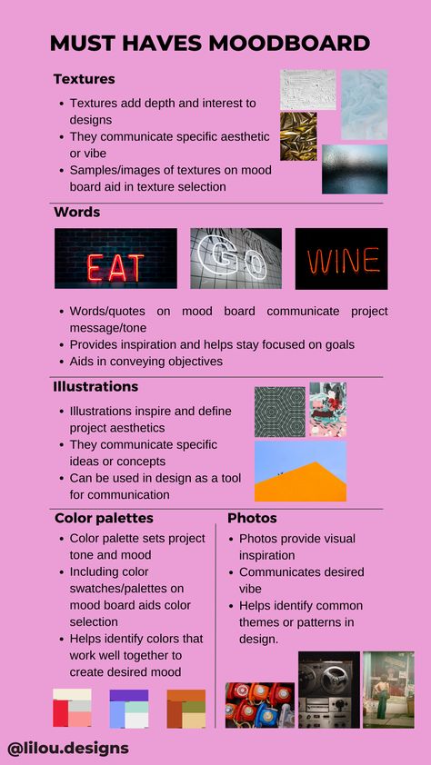 Mood Board Illustration Inspiration, Self Improvement Mood Board, Mood Board Texture, Visual Planning Board, Mood Board Color Palettes Inspiration, Graphic Designer Mood Board, How To Do A Mood Board, How To Create Mood Boards, How To Mood Board