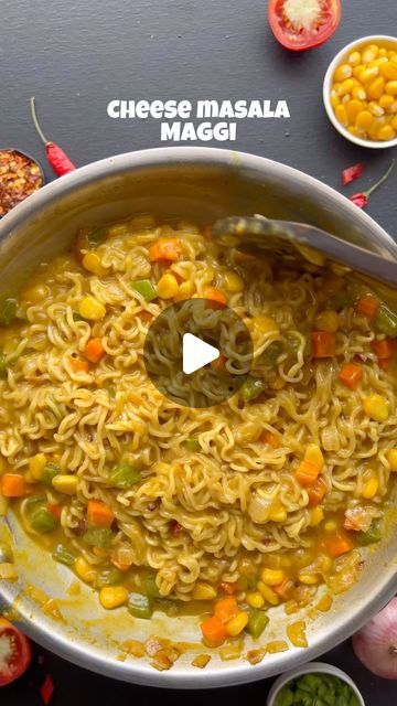 Shivam yadav on Instagram: "Follow for more quick & easy recipes 🙌🏻 Cheese masala maggi recipe 🤤 Do try it and save for later ☺️❤️ . Ingredients for cheese masala maggi recipe: Oil 1 tbsp  Butter 1 tbsp  Onion 2 medium size  Capsicum 1 small size  Carrot 1 medium size  Sweet corn 1/3 tbsp  Maggi  Maggi masala  Cheese slices 2-3  Chilli flakes 1/3 tbsp  Water 1 1/2 glass  . #cheesemaggi #magginoodles #noodlesrecipe #foodporn #maggirecipes #reelkrofeelkro #reelvideos #maggilover #trendingvideos #maggi #foodstagram #noodles #trendingvideos #cheesybites #reelitfeelit #cheeselover" Cheese Maggi Recipe, Easy Maggi Recipes, Maggi Masala, Maggi Noodles, Maggi Recipes, Easy Cheese Recipes, Chilli Flakes, Cheese Lover, Cheese Eggs