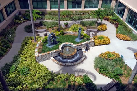 Landscaping Hospitals: Six Things To ... Hospital Courtyard, Healing Garden Design, Healing Landscape, Therapeutic Garden, Hospital Garden, Sensory Gardens, Architecture Courtyard, Healing Garden, Sensory Garden