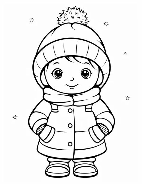 Toddler in the Snow Coloring Page Snow Coloring, Coloring Page Christmas, Seasons Preschool, Easy Disney Drawings, Free Kids Coloring Pages, Spiderman Coloring, Christmas Coloring Sheets, Christmas Crafts For Kids To Make, Concept Art Tutorial