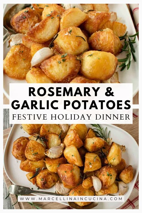 Italian Christmas Food, Rosemary Garlic Potatoes, Christmas Potatoes, Italian Potatoes, Italian Christmas Recipes, Rosemary Roasted Potatoes, Friday Dinner, Rosemary Potatoes, Roasted Red Potatoes