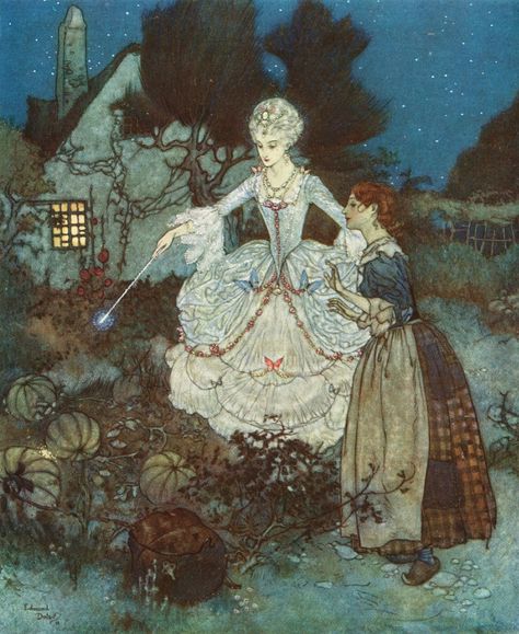 Cinderella Fairy Godmother, Cinderella Art, Fairy Tale Illustrations, Fairy Tale Art, Megan Hess, Poster Halloween, Disney Version, Edmund Dulac, Arthur Rackham