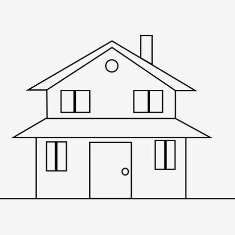 Drawings Houses Simple, Easy Houses To Draw, Cute House Drawing Simple, Casa Dibujo Aesthetic, House Pictures Drawing, Easy House Drawing, House Line Art, Cabin Drawing, House Drawing Easy