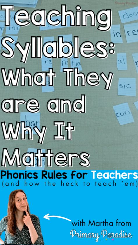 6 Syllable Types: Why You Need to Teach Them Syllables 1st Grade, How To Teach Syllables, 7 Syllable Types, What Is A Syllable, What Is Syllable, Types Of Syllables, 7 Syllable Types Poster, Teaching Syllable Types, Six Syllable Types