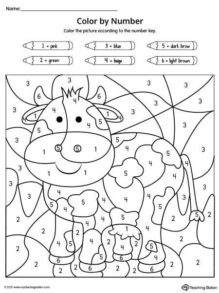 Preschool Printable Worksheets | MyTeachingStation.com Color By Number 1-10 Free Printable, Complete The Picture Worksheet, Cow Worksheets Preschool, Easy Color By Number Printable Free, Colour By Numbers Printable For Kids, Color By Number Printable Free Preschool, Colour By Number Free Printable, Color By Alphabet, Coloring For Kindergarten