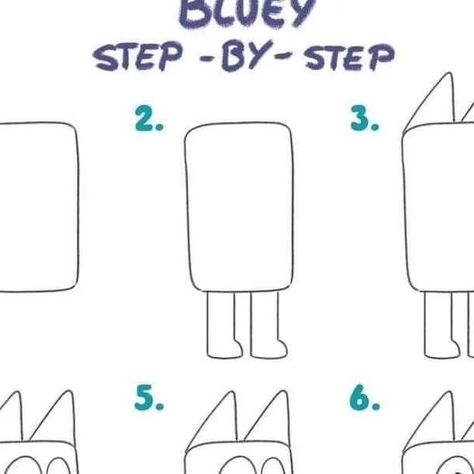 How To Draw Bandit Bluey, Bluey Easy Drawing, How To Draw Bluey Step By Step, Draw Bluey Easy, Bluey And Bingo Drawing, How To Draw Bluey And Bingo Step By Step, Bluey Drawings Easy, Bluey Painting Ideas, Bluey Chalk Art