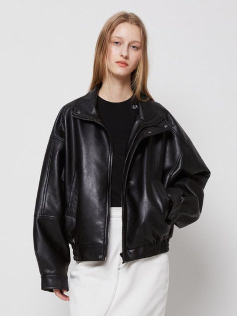 Love the shirt cute and stylish stretchy material comfortable Leather Jacket 2024, Shorts Outfit Inspiration, Leather Jacket Styling, Womens Leather Jacket Outfit, Leather Aviator Jacket, Outfit Links, High Neck Collar, Summer Shorts Outfits, Vegan Leather Jacket