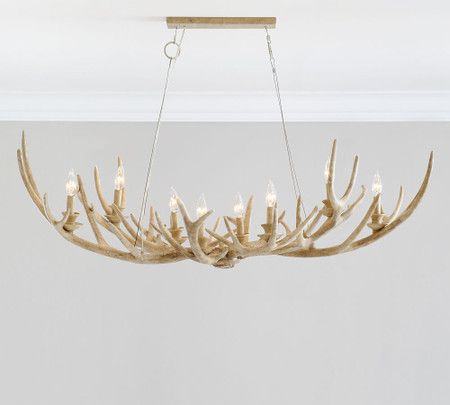 Faux Antler Linear Chandelier | Pottery Barn Canada Faux Antlers, Antler Chandelier, Candle Cups, Arm Chandelier, Iron Candle, Candelabra Bulbs, Linear Chandelier, Pottery Barn Teen, Mirror Art