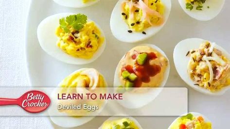 Deviled Eggs are simple to make with these easy tips from the Betty Crocker Cookbook. Deviled Eggs Recipe With Vinegar, Deviled Eggs With Relish, Eggs Deviled, Betty Crocker Cookbook, Devilled Eggs, Relish Recipes, Crowd Pleasing Appetizers, Egg Salad Recipe, Deviled Eggs Recipe