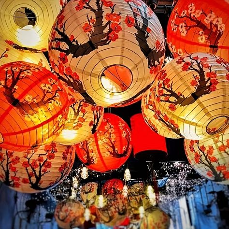 Lantern Lampshade, Patio Lanterns, Red Lanterns, Japanese Paper Lanterns, Chinese Paper Lanterns, Round Paper Lanterns, Outdoor Lantern Lighting, New Year's Party Decorations, Chinese Paper