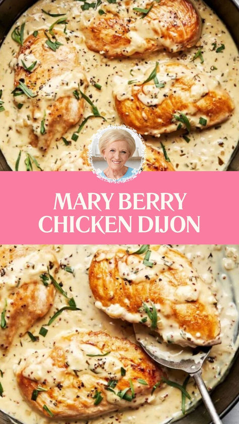 Mary Berry Chicken Dijon Mid Week Meal Ideas, Mary Berry Chicken Recipes, Mary Berry Recipes Dinners, Mary Makes It Easy Recipes, Marry Berry Recipes, Chicken Dijon, Mary Berry Cooks, Dinner Party Mains, Chicken Recipes For Two