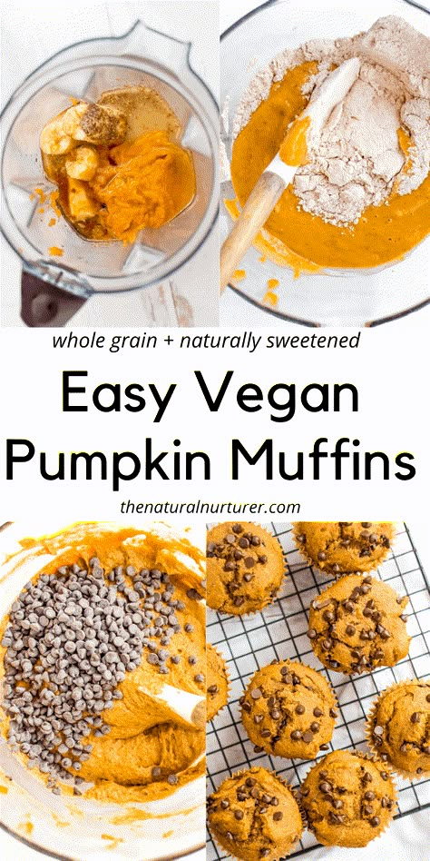 These Vegan Pumpkin Muffins are quick to make, full of flavor, and packed full of good-for-you ingredients. Dairy free + egg-free – these muffins are perfect for breakfast, snack or as a healthy dessert. #veggieloaded #vegan #pumpkinmuffins #healthymuffins #thenaturalnurturer Egg Free Muffins, Muffins Chocolate Chip, Pumpkin Vegan, Pumpkin Muffins Recipe, Vegan Pumpkin Muffins, Baking Pumpkin, Muffins Pumpkin, Peach Kitchen, Vegan Pumpkin Recipes