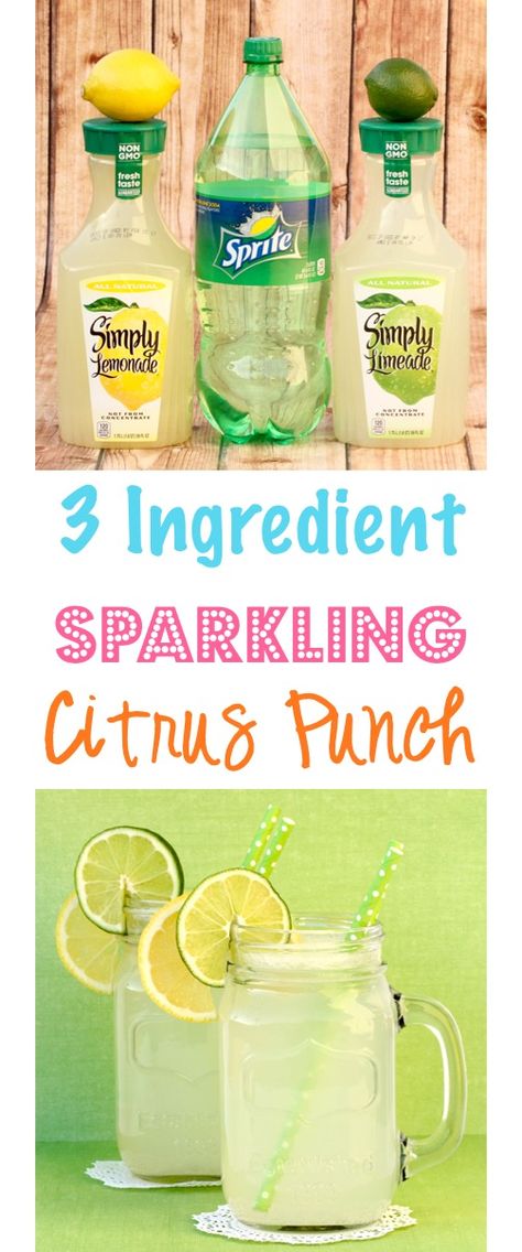 Sparkling Citrus Punch Recipe! {Just 3 Ingredients} - The Frugal Girls Citrus Punch Recipe, Taco Bar Party, Citrus Punch, Cocktail Pink, Lemonade Punch, Easy Punch, Punch Drinks, Frugal Girls, Malibu Rum