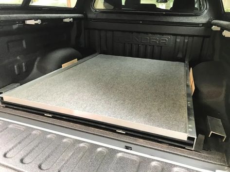 10 Free DIY Truck Bed Slide Plans | Slide out Storage Drawers Truck Topper Storage, Truck Bed Tool Storage, Truck Bed Slide Out Diy, Truck Bed Storage Diy, Diy Truck Bed Slide, Truck Bed Storage Drawers, Truck Bed Box, Pickup Truck Bed Covers, Truck Bed Storage Box