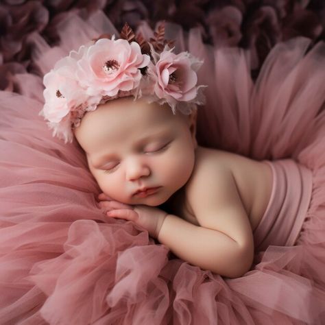 Flower Newborn Pictures, Newborn Princess Photoshoot, Newborn Baby Photography Girly, Newborn Girl Photoshooting Ideas, New Borned Baby Girl, Baby Girl Newborn Shoot, Newborn Photography Girly, Born Baby Photos, Newborn Photoshoot Ideas