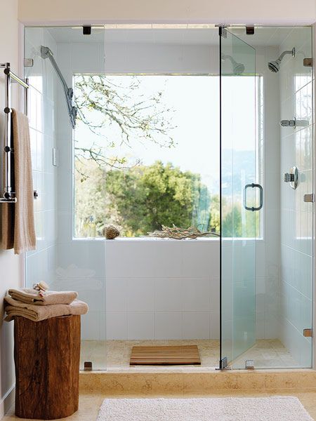 bathroom stool Shower Windows Ideas, Bathroom Shower Stalls, House Tweaking, Window In Shower, Dream Shower, Bathroom Windows, Design Del Prodotto, Shower Remodel, Dream Bathroom