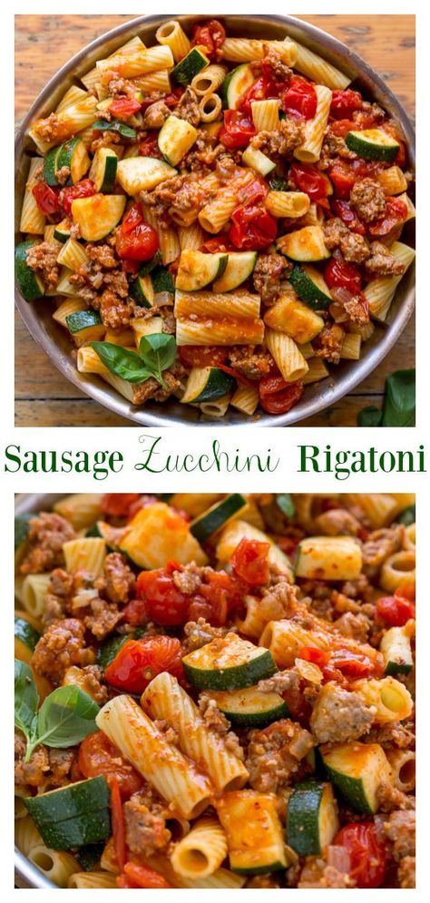 Rigatoni With Sausage, Tomatoes And Zucchini, Zucchini Pasta Recipes, Zucchini Pasta, Pasta Lover, Healthy Pasta Recipes, Health Dinner, Think Food, Health Dinner Recipes