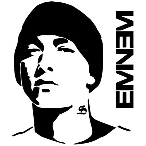 Quick Tattoos, Eminem Drawing, Rap Art, Stencil Graffiti, Face Stencils, Rapper Art, Drawing Stencils, White Drawing, Silhouette Stencil