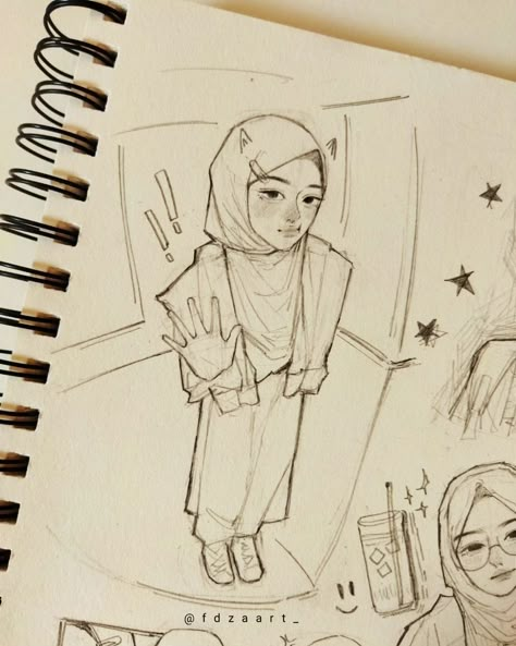 Hijab Art Drawing, Hijabi Sketch, Cute Sketches Aesthetic, Aesthetics Sketch, Aesthetic Drawings Sketches, Hijab Sketch, Aesthetic Sketches, Aesthetic Sketch, Hijab Drawing