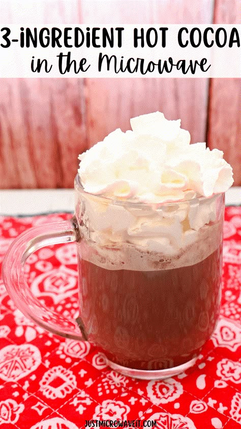 Who doesn't love hot cocoa? Make your own mug with just 3 ingredients you have at home right in the microwave! This is the perfect treat for a cold day. Homemade Hot Chocolate Microwave, Hot Cocoa For One, Single Hot Chocolate Recipe, Single Cup Hot Cocoa Recipe, Hot Cocoa Recipe For One, Hot Cocoa Recipe With Cocoa Powder, Microwave Hot Chocolate, Alcohol Hot Chocolate, Homemade Hot Coco