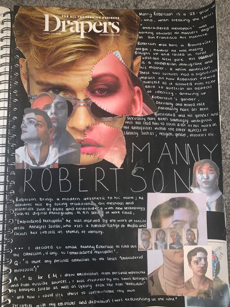 Manny Robertson Art, Annegret Soltau Collage, A Level Art Sketchbook Identity, Photography A Level Sketchbooks, A Level Art Title Page, Manny Robertson, A Level Photography Sketchbook, Photography A Level, Annegret Soltau