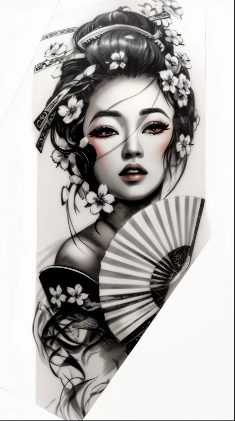 Japanese Women Tattoo Design, Asian Tattoos For Women Sleeve, Japanese Art Tattoo Ideas, Asian Lady Tattoo, Japanese Tattoo Designs Geisha, Japanese Geisha Tattoo Design, Geisha Tattoo Design For Men, Japanese Tattoo Art Geisha, Geisha Tattoo Design Ideas