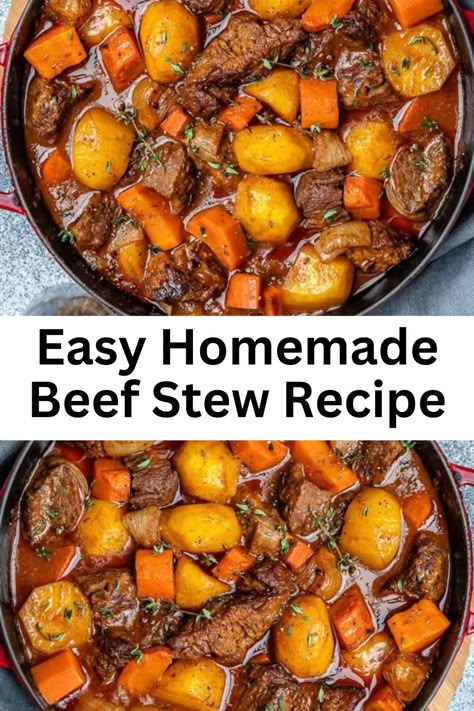 Easy Homemade Beef Stew Recipe | Classic Homemade Beef Stew Recipe Easy Homemade Beef Stew, Healthy Beef Stew, Quick Beef Stew, Tender Beef Stew, Classic Beef Stew Recipe, Carrots Cooked, Beef Stew Healthy, Best Beef Stew Recipe, Beef Stew Stove Top