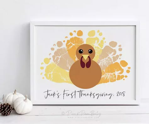 Thanksgiving Handprint Art, Thanksgiving Handprint, Baby Footprint Crafts, Baby Christmas Crafts, Baby Art Crafts, Baby Footprint Art, Infant Art, Footprint Crafts, Baby Art Projects