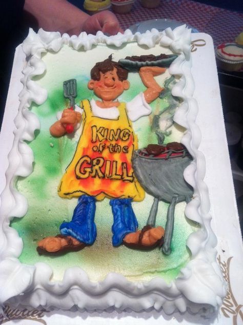 Man Grilling, Cake Drawings, Cakes For Guys, Dq Cake, Boy Cakes, Cake Borders, Cake Drawing, Fathers Day Cake, Cupcake Birthday Cake