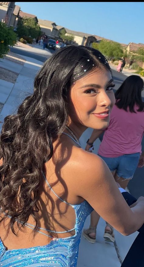 Disco Hair, Curly Prom Hair, Cute Prom Hairstyles, Gem Hair, Concert Hairstyles, Simple Prom Hair, Birthday Hairstyles, Ball Hairstyles, Hoco Hairstyles