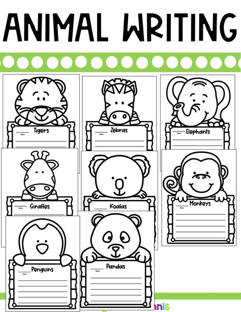 Zoo Unit Kindergarten, Zoo Animal Learning Activities, Zoo Animal Language Activities Preschool, Animal Writing Prompts, Zoo Activities For First Grade, Terry Fox Writing Activities, Animal Writing Activities, Animal Report Template, Classroom Management Songs