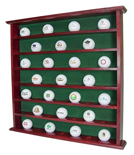 Golf, Gifts and Gallery Mahogany Golf Ball Display Cabinet - 49 Balls Golf Club Display, Golf Ball Display Case, Golf Ball Display, Golf Birthday Gifts, Shot Glass Holder, Golf Ball Displays, Golf Ball Gift, Golf Ball Crafts, Golf Chipping Tips