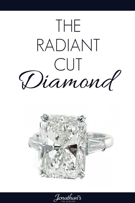 Packed with brilliance and a unique style, the radiant cut diamond is a remarkable choice for an engagement ring. Sported by the likes of Hollywood divas JLo, Khloe Kardashian and Megan Fox, the Radiant cut diamond ring is one commodity to splurge in. Click here to know the benefits and factors to consider while picking up a radiant cut diamond.#jonathansfinejewellers #radiantcutdiamonds #radiantcutengagementrings #engagementrings Radiant Wedding Ring Set, Engagement Rings Radiant, Radiant Halo Ring, Radiant Wedding Rings, Radiant Cut Diamond Engagement Rings, Radiant Diamond Rings, Radiant Cut Diamond Ring, Hollywood Divas, Radiant Engagement