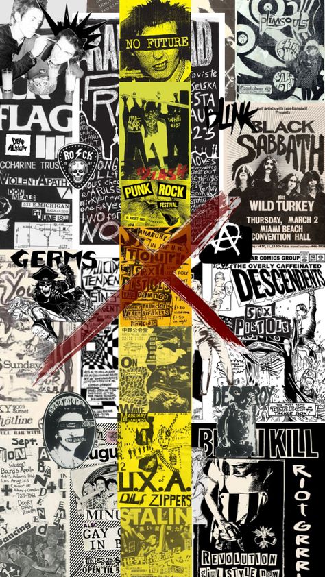 Punk Art Wallpaper, Punk Poster Aesthetic, 80s Punk Rock Aesthetic, Punk Backgrounds, 90s Grunge Posters, Punk 90s Aesthetic, 90s Grunge Aesthetic Wallpapers For Iphone, Punk Lockscreen, Punk Background Wallpapers