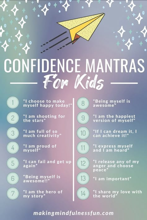 Affirmations For Parenting, Self Love For Kids Activities, Confidence Building Activities For Kids, Positive Affirmations For Kids Classroom, Self Confidence Building For Kids, Affirmation Crafts, Morning Affirmations For Kids, Mantras For Kids, Building Confidence In Kids