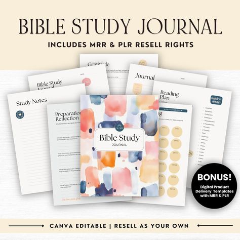 Prayer Journal MRR, Christian Digital Product, PLR Bible Study Planner, Done For You Devotional, Faith Ebook Template Canva, Resell Rights Bible Study Planner, Group Study, Sermon Notes, Study Journal, Scripture Reading, Bible Study Journal, Daily Bible Study, Ebook Template, Study Habits