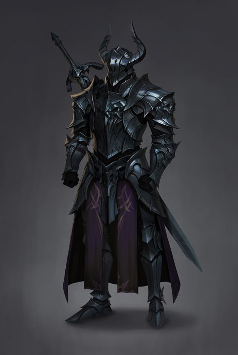 Dnd Black Knight, Shadow Knight Art, Cool Knight Armor, Dragon Knight Art, Fantasy Knight Armor, Dark Fantasy Knight, Dark Knight Art, Hell Knight, Demon Knight