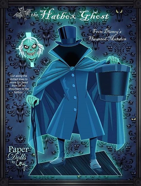 The Hatbox Ghost by Cory Jensen Haunted Mansion Dollhouse, Hunted Mansion, Haunted Mansion Art, Hat Box Ghost, Haunted Mansion Party, Haunted Mansion Decor, Haunted Mansion Disney, Mansion Party, Mansion Decor