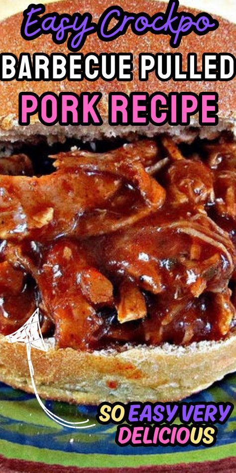 Easy Crockpot Barbecue Pulled Pork Recipe Pulled Pork Crock Pot Recipes Bbq Barbecue Sauce, Crock Pot Barbecue Pulled Pork, Pulled Pork Crock Pot Recipes Bbq, Shredded Pork Crockpot, Barbecue Pork Roast, Pulled Pork Crock Pot Recipes, Bbq Pork Crockpot, Crockpot Barbecue, Crock Pot Suppers