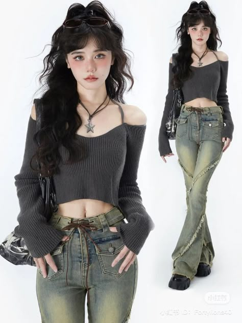 Crop Shrug Outfit, Alternative Street Fashion, Grunge Cute Aesthetic, Acubi Style, 2000s Japanese Fashion, Y2k Inspo, Acubi Fashion, Swaggy Outfits, 2000s Fashion