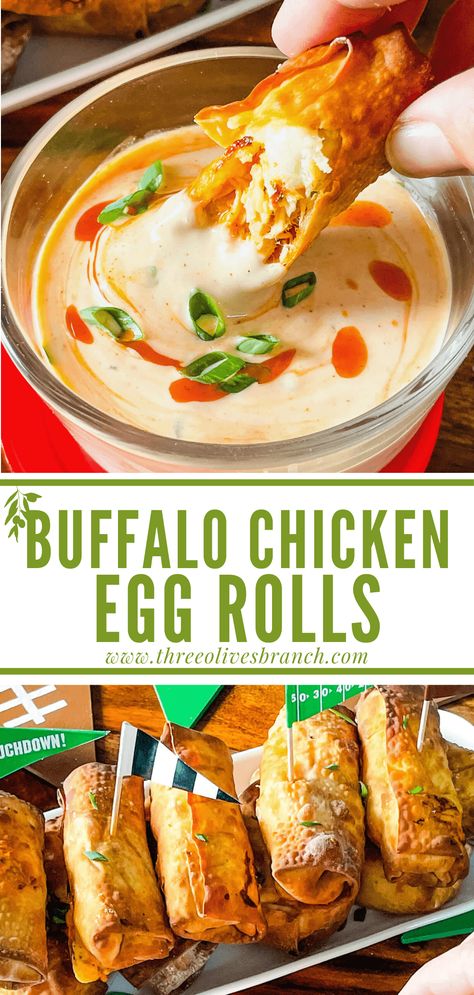 Buffalo Chicken Egg Rolls, Homemade Egg Rolls, Chicken Egg Rolls, Delicious Smoothie Recipes, Light Dessert, Egg Roll Recipes, Vanilla Greek Yogurt, Egg Roll, Finger Food Appetizers