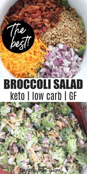 The BEST low carb keto broccoli salad recipe that's healthy, easy, and with a simple homemade dressing. The low carb broccoli salad with bacon makes a great healthy side dish for lunch, or as a holiday salad, plus it's gluten free too. Low Carb Broccoli Salad, Keto Broccoli Salad, Broccoli Salad With Bacon, Keto Videos, Salad Bacon, Easy Broccoli Salad, Keto Quiche, Vegetables Salad, Keto Salads