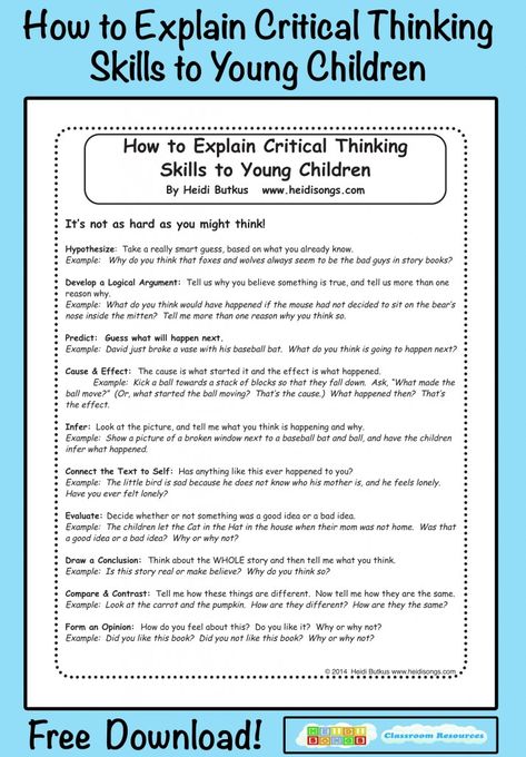 How to Explain Critical Thinking Skills to Young Children- (free download) Teaching Critical Thinking, Thinking Games, Critical Thinking Activities, How To Explain, Higher Order Thinking, Spirit Science, Critical Thinking Skills, Teaching Strategies, Thinking Skills